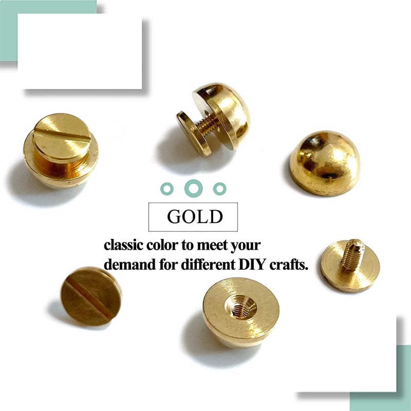 honigo 4 Pcs Gold Rivets Stud Handbag Purse Feet 1/2 inch Round Metal Solid Brass Studs Screw Back Feet 12mm Buckle Spikes Leathercraft for Leather Bag Totes DIY Craft - Image 5
